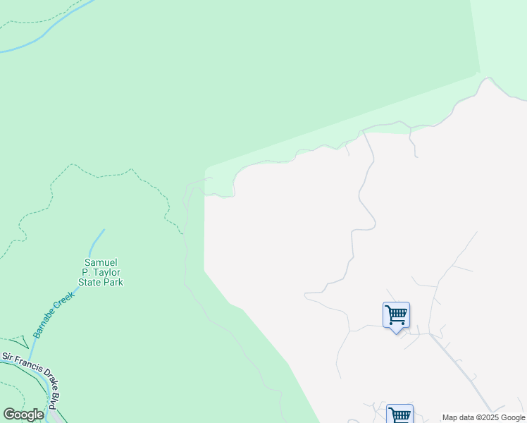 map of restaurants, bars, coffee shops, grocery stores, and more near Mountain King Road in Marin County