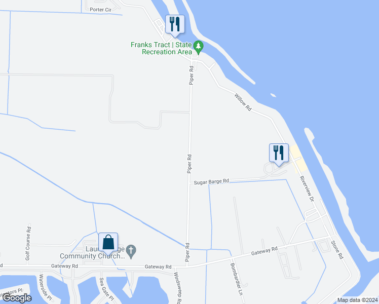 map of restaurants, bars, coffee shops, grocery stores, and more near 7281 Piper Road in Bethel Island