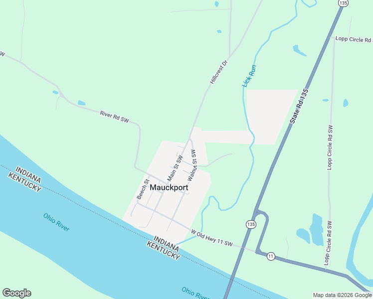 map of restaurants, bars, coffee shops, grocery stores, and more near 12030-12098 Main St SW in Mauckport