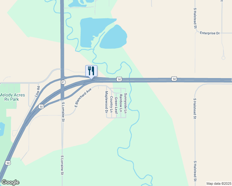 map of restaurants, bars, coffee shops, grocery stores, and more near Green Leaf in Hutchinson