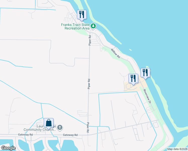 map of restaurants, bars, coffee shops, grocery stores, and more near 7070 Piper Road in Bethel Island