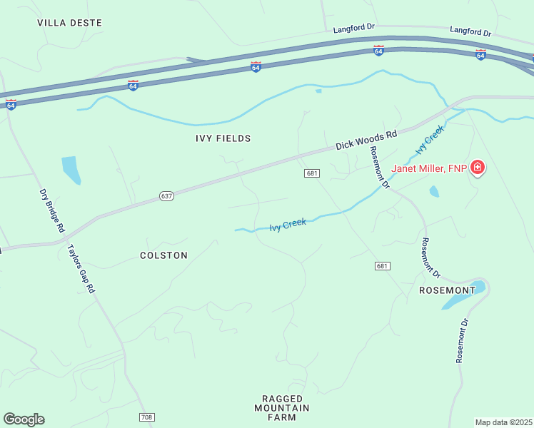 map of restaurants, bars, coffee shops, grocery stores, and more near 4338 Ragged View Court in Charlottesville
