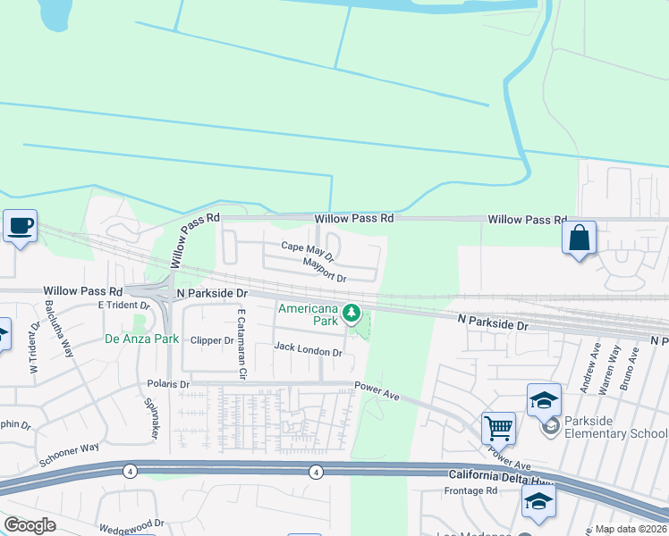 map of restaurants, bars, coffee shops, grocery stores, and more near 997 Cape May Drive in Pittsburg