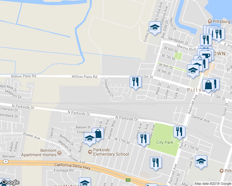 map of restaurants, bars, coffee shops, grocery stores, and more near 1440 Providence Street in Pittsburg