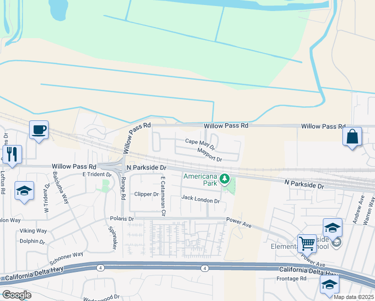 map of restaurants, bars, coffee shops, grocery stores, and more near 1075 Mayport Drive in Pittsburg