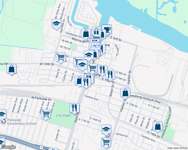 map of restaurants, bars, coffee shops, grocery stores, and more near 916 Cumberland Street in Pittsburg