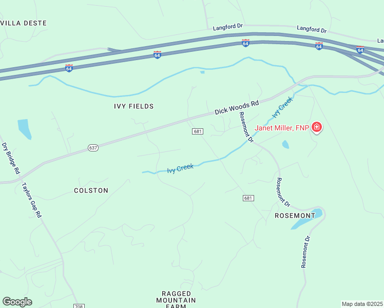 map of restaurants, bars, coffee shops, grocery stores, and more near 4366 Ragged View Court in Charlottesville