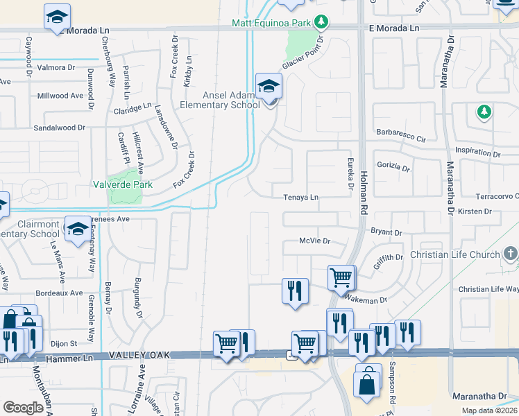 map of restaurants, bars, coffee shops, grocery stores, and more near 3094 Sonata Circle in Stockton