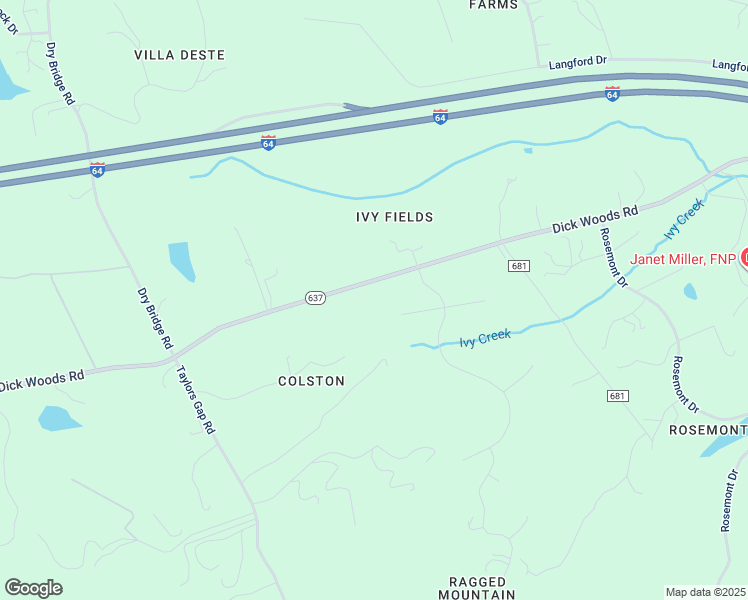 map of restaurants, bars, coffee shops, grocery stores, and more near 4303 Ragged View Court in Charlottesville