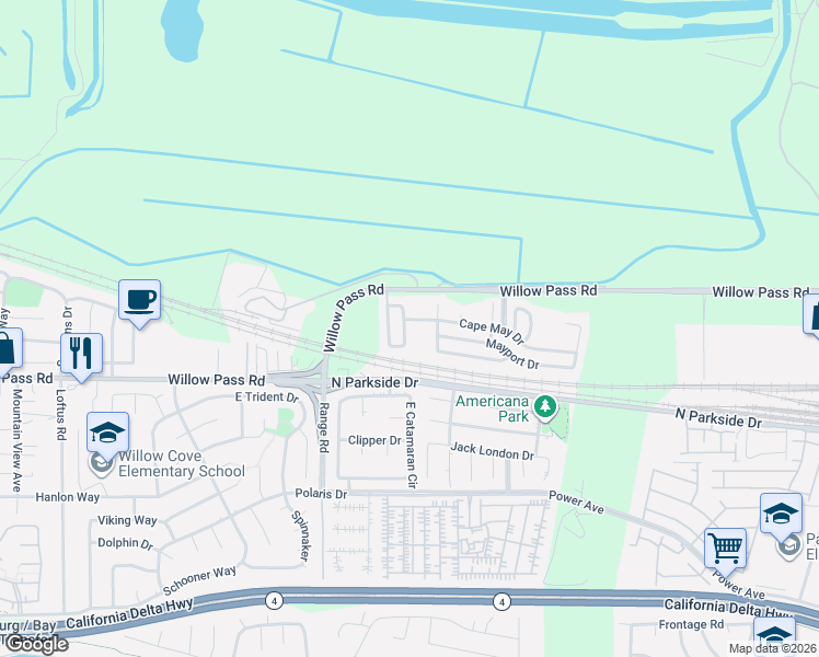 map of restaurants, bars, coffee shops, grocery stores, and more near 687 Rockspray Road in Pittsburg