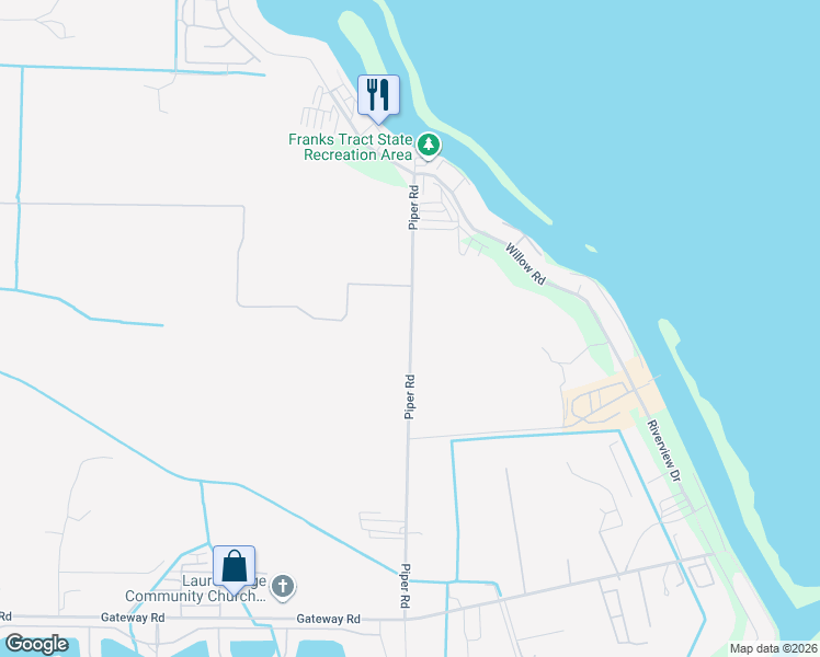 map of restaurants, bars, coffee shops, grocery stores, and more near Piper Road in Bethel Island