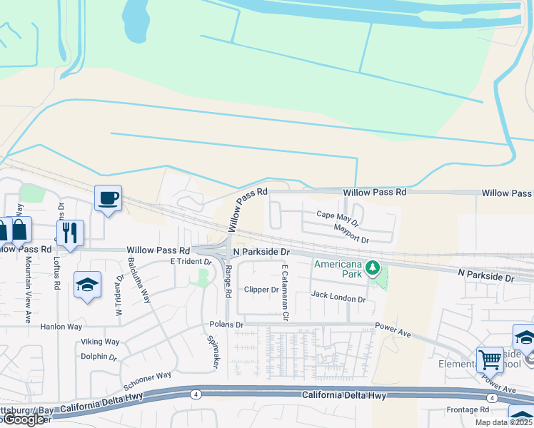 map of restaurants, bars, coffee shops, grocery stores, and more near 645 Rockspray Road in Pittsburg