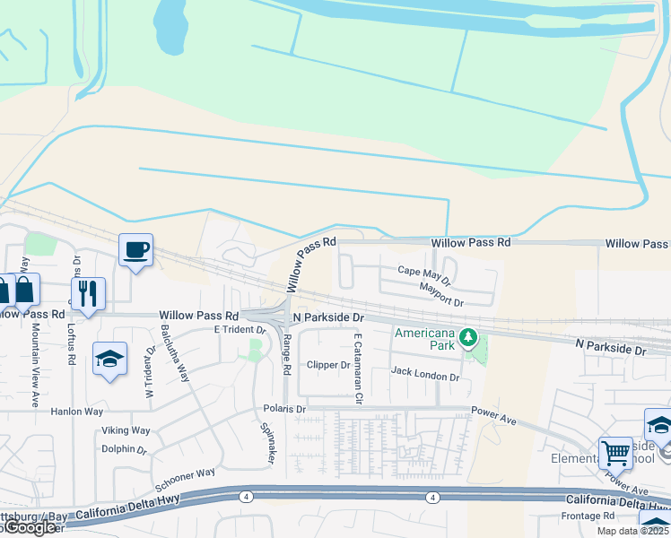 map of restaurants, bars, coffee shops, grocery stores, and more near 656 Rockspray Road in Pittsburg