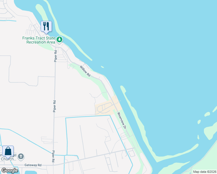 map of restaurants, bars, coffee shops, grocery stores, and more near 4447 Willow Road in Bethel Island