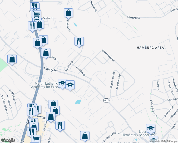 map of restaurants, bars, coffee shops, grocery stores, and more near 2193 Haddon Drive in Lexington