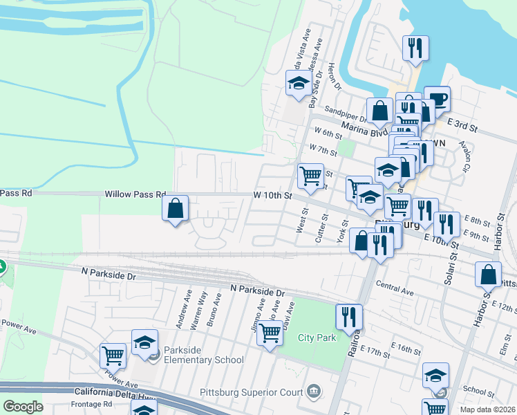 map of restaurants, bars, coffee shops, grocery stores, and more near 478 West 11th Street in Pittsburg