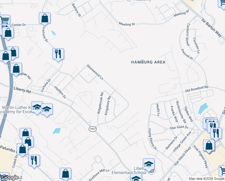 map of restaurants, bars, coffee shops, grocery stores, and more near 2235 Stonewood Lane in Lexington