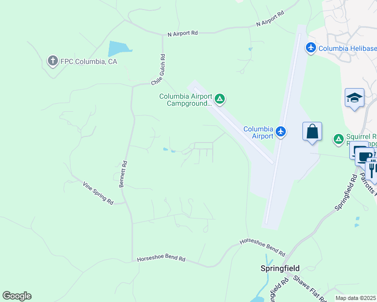 map of restaurants, bars, coffee shops, grocery stores, and more near 22500 South Airport Road in Sonora
