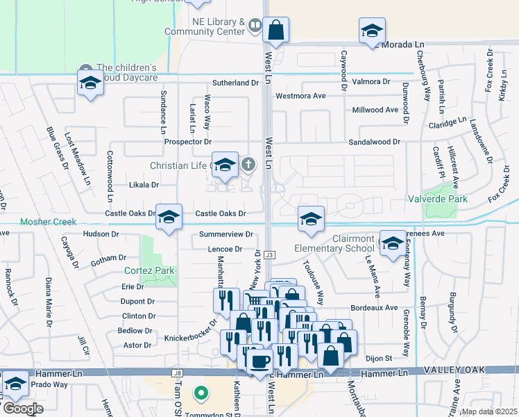 map of restaurants, bars, coffee shops, grocery stores, and more near 8628 Argyle Court in Stockton