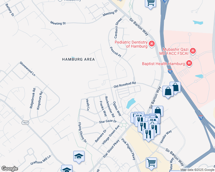 map of restaurants, bars, coffee shops, grocery stores, and more near 1601 Villa Medici Pass in Lexington