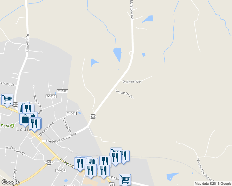 map of restaurants, bars, coffee shops, grocery stores, and more near 14 Lancaster Court in Louisa