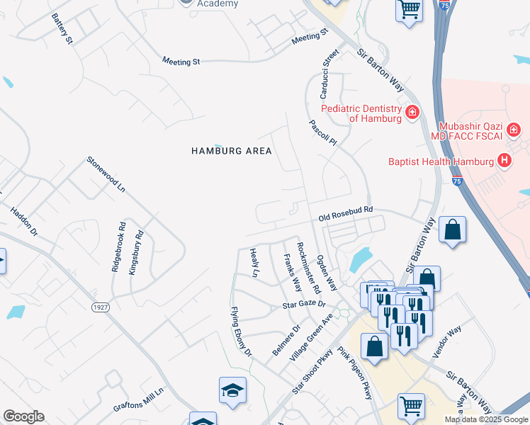 map of restaurants, bars, coffee shops, grocery stores, and more near 2599 Old Rosebud Rd in Lexington