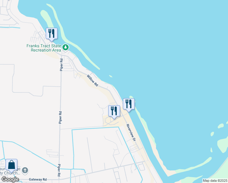 map of restaurants, bars, coffee shops, grocery stores, and more near 4375 Willow Road in Bethel Island