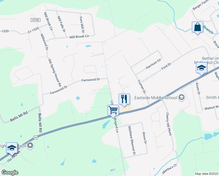 map of restaurants, bars, coffee shops, grocery stores, and more near 524 Lloyd Lane in Mount Washington
