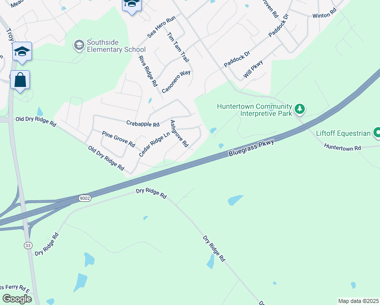 map of restaurants, bars, coffee shops, grocery stores, and more near 5028 Ashgrove Road in Versailles