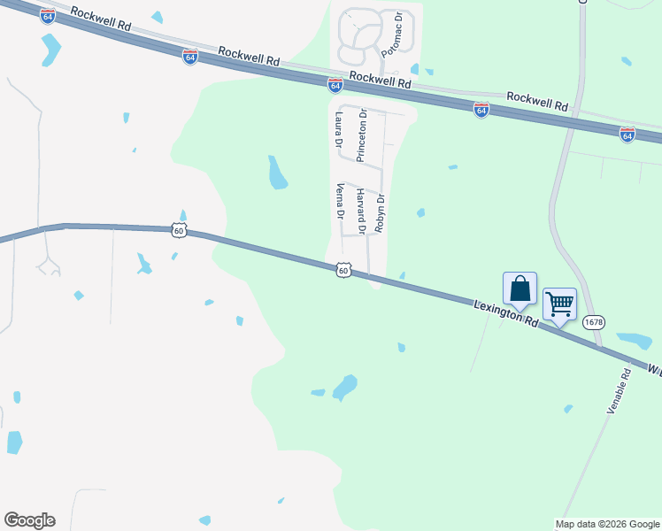 map of restaurants, bars, coffee shops, grocery stores, and more near 6611 U.S. 60 in Winchester