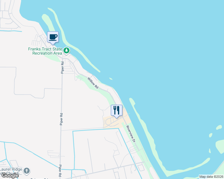 map of restaurants, bars, coffee shops, grocery stores, and more near 4355 Willow Road in Bethel Island