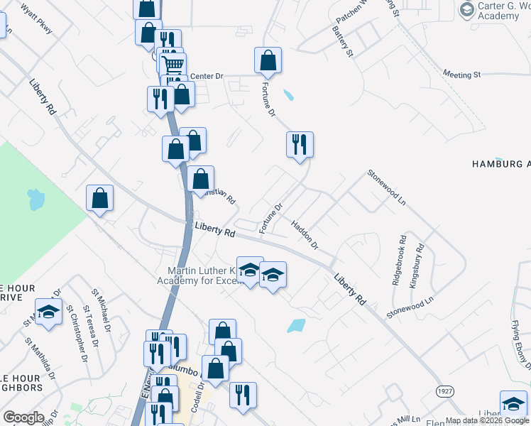 map of restaurants, bars, coffee shops, grocery stores, and more near 2103 Fortune Hill Lane in Lexington