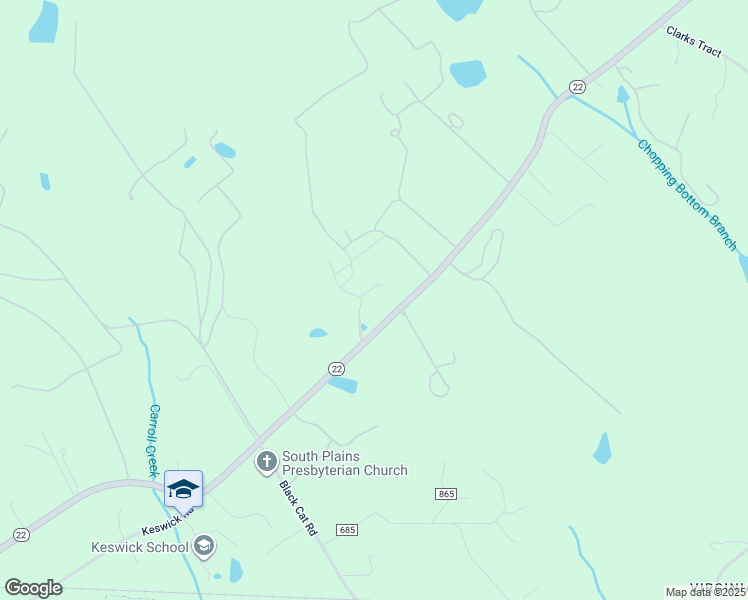 map of restaurants, bars, coffee shops, grocery stores, and more near 4290 Louisa Road in Keswick