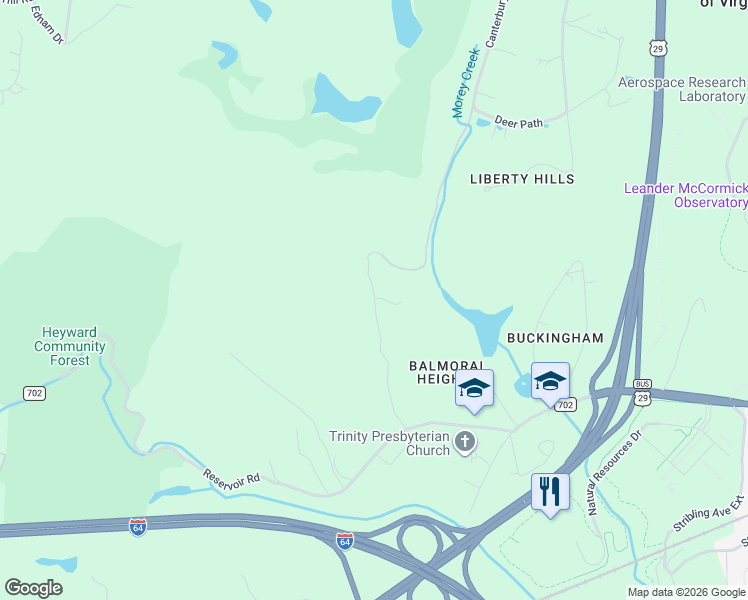 map of restaurants, bars, coffee shops, grocery stores, and more near 332 Foxhaven Farm in Charlottesville