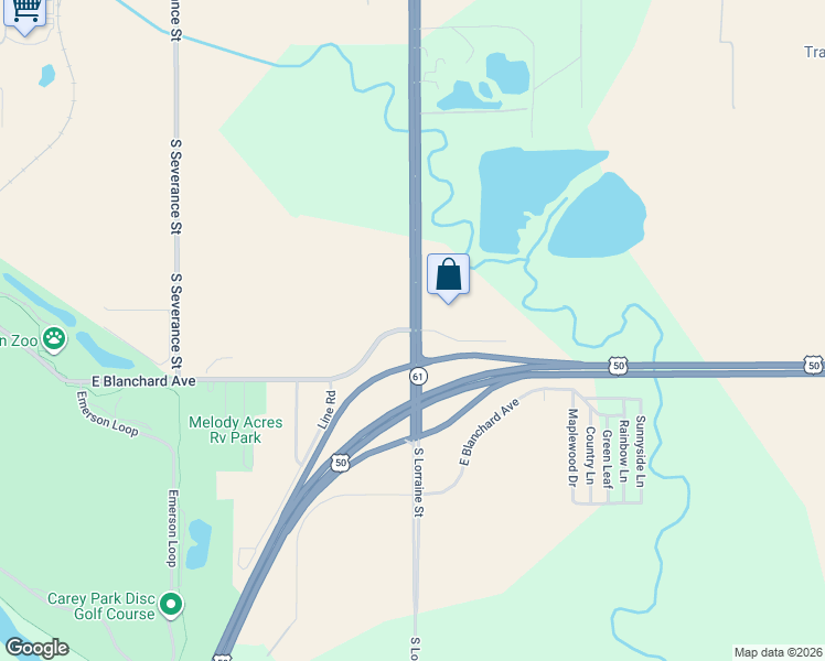 map of restaurants, bars, coffee shops, grocery stores, and more near 1707 East Blanchard Avenue in Hutchinson