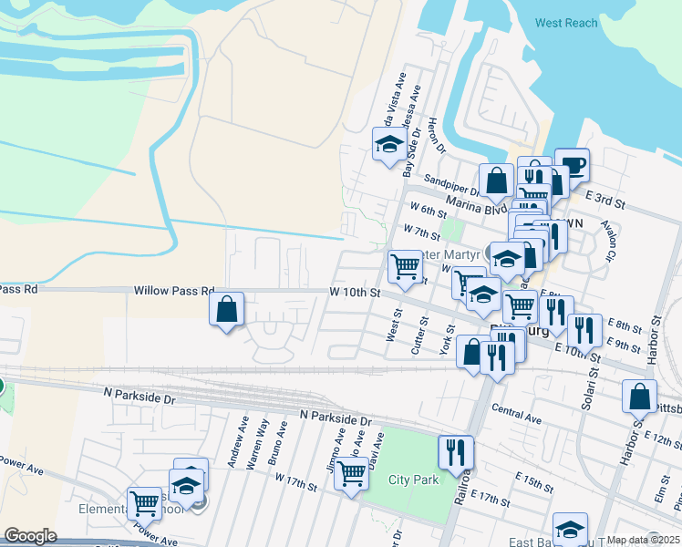 map of restaurants, bars, coffee shops, grocery stores, and more near 1039 Beacon Street in Pittsburg