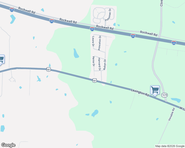map of restaurants, bars, coffee shops, grocery stores, and more near 6611 U.S. 60 in Winchester