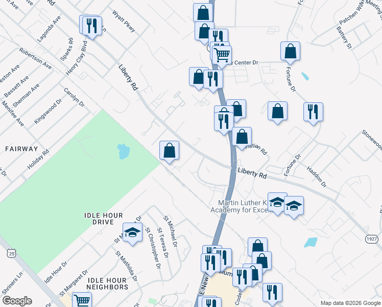 map of restaurants, bars, coffee shops, grocery stores, and more near 720 Downs Avenue in Lexington