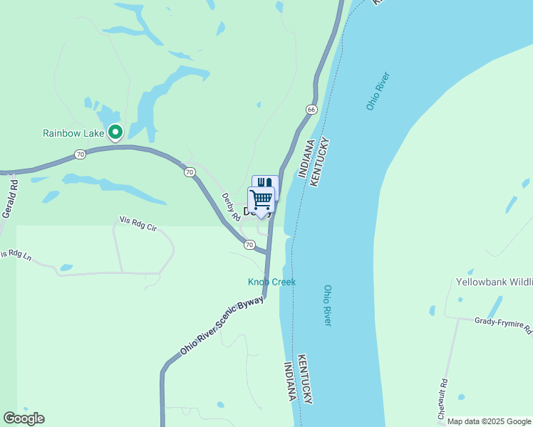 map of restaurants, bars, coffee shops, grocery stores, and more near 13000 Indiana 66 in Derby