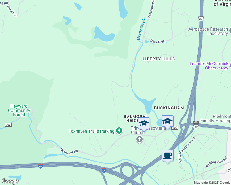 map of restaurants, bars, coffee shops, grocery stores, and more near 275 Foxhaven Farm in Charlottesville