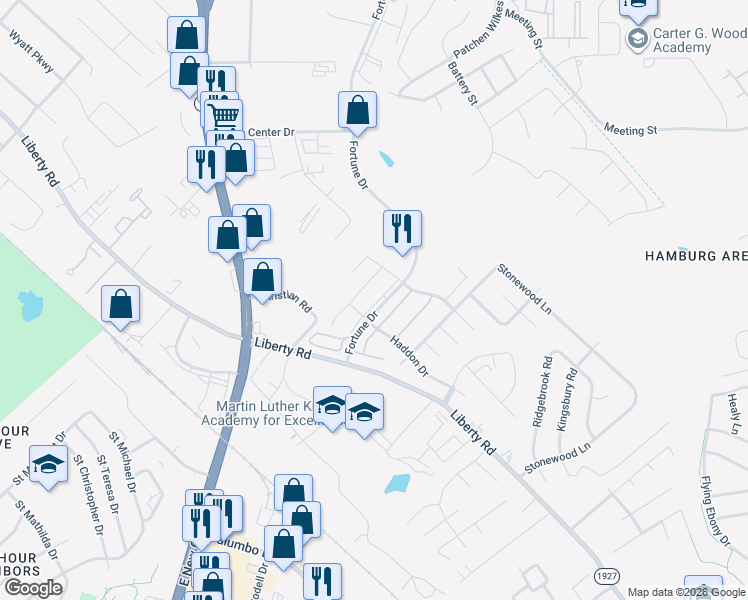 map of restaurants, bars, coffee shops, grocery stores, and more near 2516 Danielle Lane in Lexington