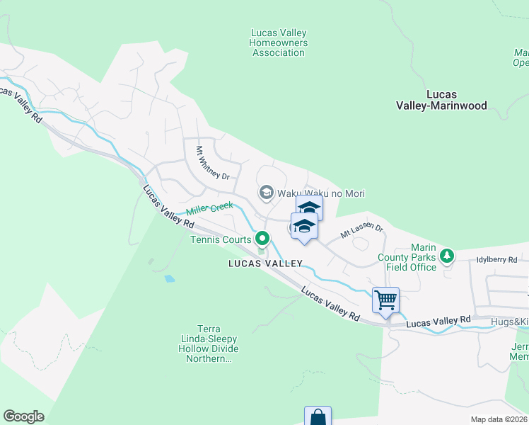 map of restaurants, bars, coffee shops, grocery stores, and more near 1212 Idylberry Road in San Rafael