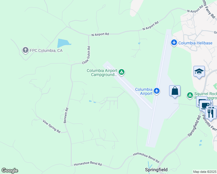 map of restaurants, bars, coffee shops, grocery stores, and more near 22500 South Airport Road in Sonora