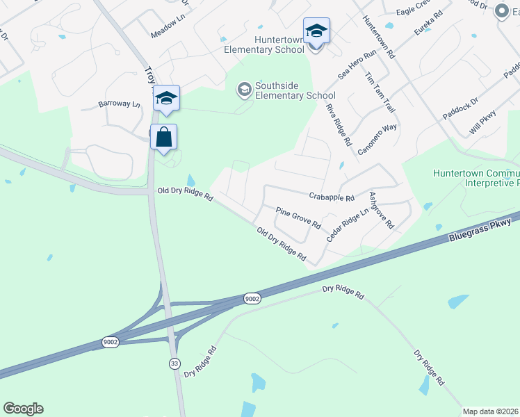 map of restaurants, bars, coffee shops, grocery stores, and more near 1009 Rose Ridge Road in Versailles