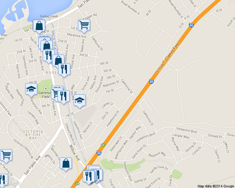 map of restaurants, bars, coffee shops, grocery stores, and more near in Rodeo