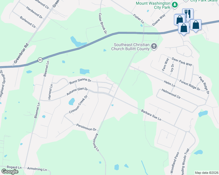 map of restaurants, bars, coffee shops, grocery stores, and more near 127 Burnt Sienna Drive in Mount Washington