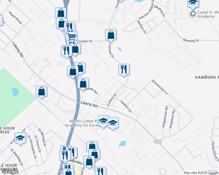 map of restaurants, bars, coffee shops, grocery stores, and more near 2541 Danielle Lane in Lexington