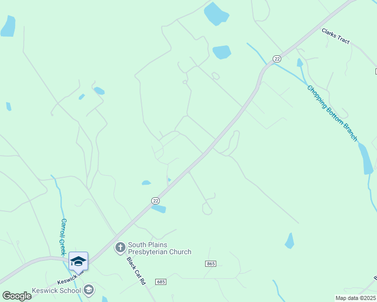 map of restaurants, bars, coffee shops, grocery stores, and more near 4290 Louisa Road in Keswick