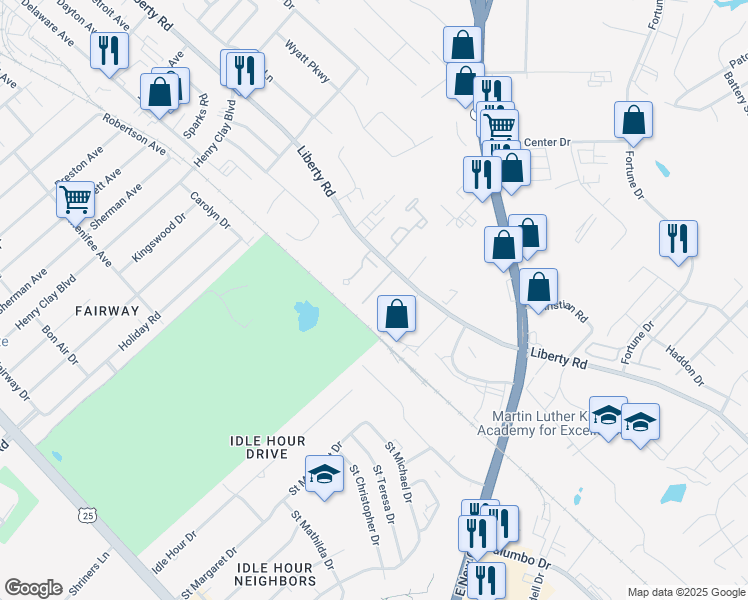 map of restaurants, bars, coffee shops, grocery stores, and more near 736 Gatehouse Place in Lexington