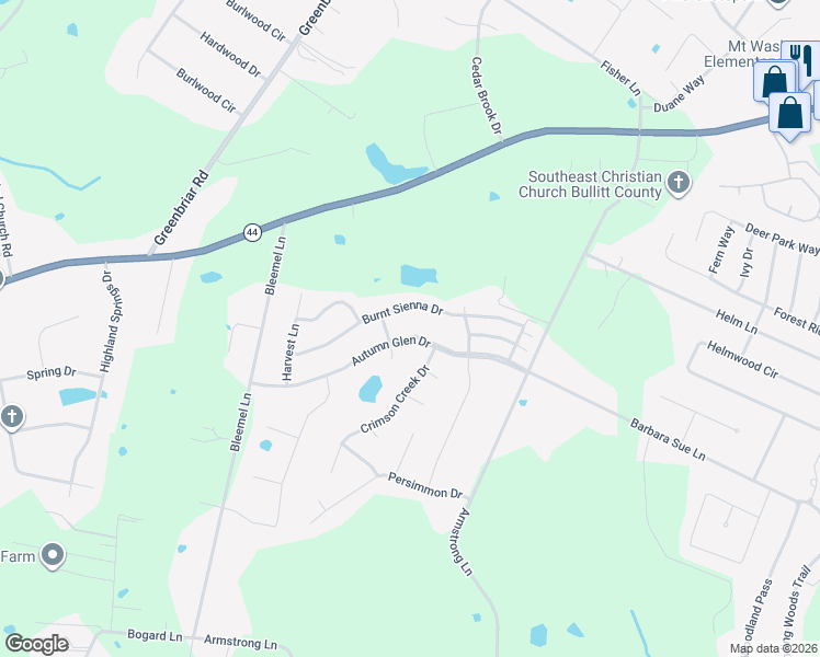 map of restaurants, bars, coffee shops, grocery stores, and more near 330 Autumn Glen Drive in Mount Washington